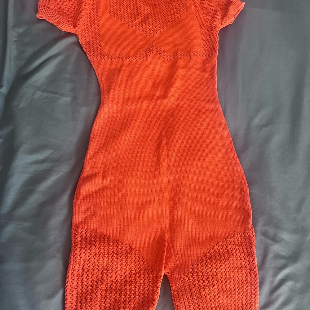 Chic Orange Knit Jumpsuit